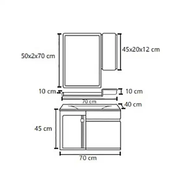 ست کابینت و روشویی الین مدل نگین به همراه آینه و باکس و اتاژور
