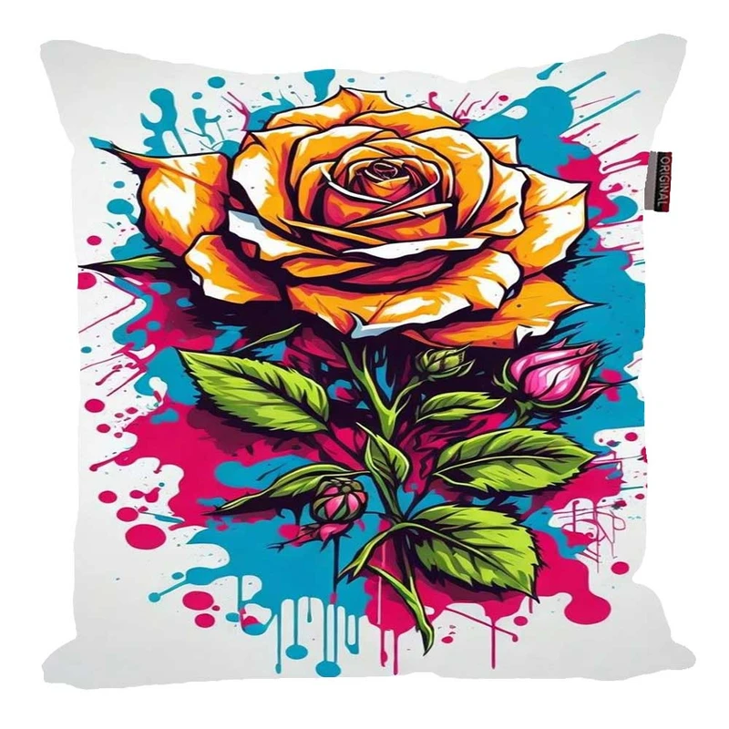 کوسن پاد آفرین مدل فانتزی طرح گل رنگی کد p1170