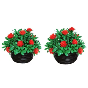 گلدان به همراه گل مصنوعی مدل یلدا کد S90 بسته دو عددی