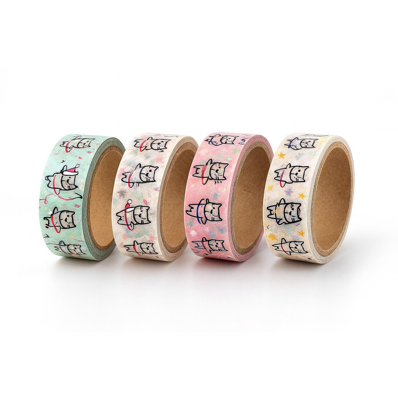 چسب کاغذی مدل واشی گربه عرض 2 سانتی متر بسته 4 عددی