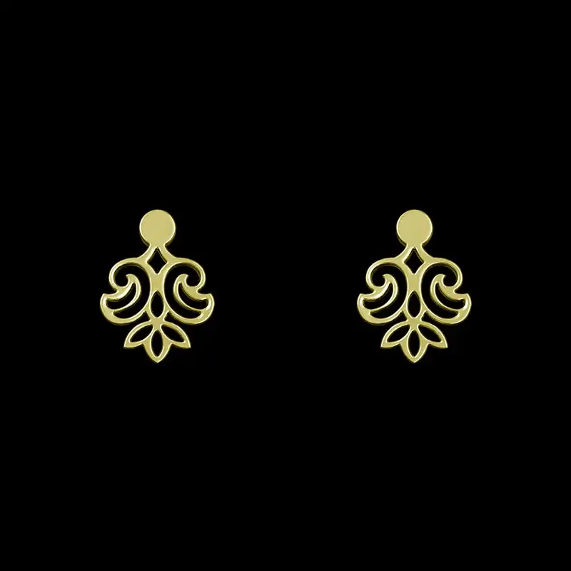 گوشواره طلا 18 عیار زنانه مدوپد مدل اسلیمی کد GA1-15315