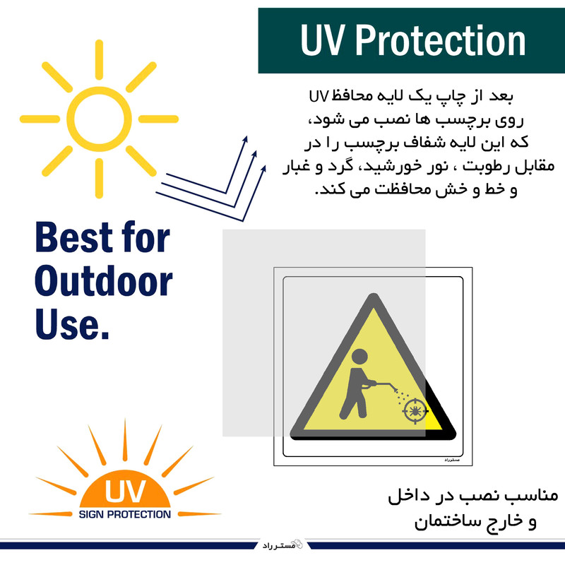 برچسب ایمنی مستر راد طرح خطر ناحیه تحت سمپاشی است مدل HSE-OSHA-466