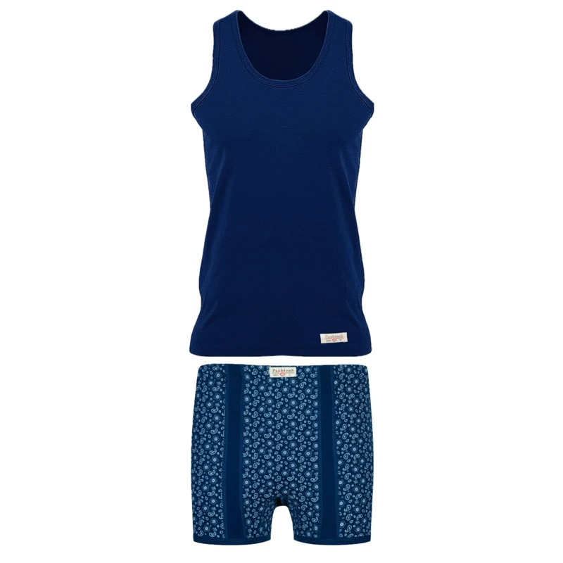 ست شورت و زیرپوش مردانه پنبینه مدل نخ پنبه خالص صادراتی طرح ترمه