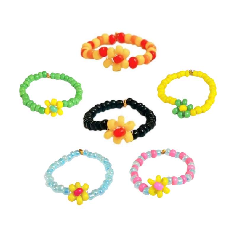 انگشتر دخترانه مدل شکوفه های بهاری 02 مجموعه 5 عددی