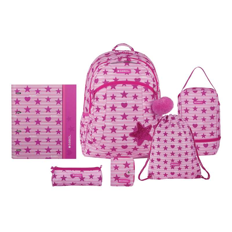 کوله پشتی گابل مدل Shiny 34 مجموعه 2 عددی به همراه جامدادی و کلاسور و کیف پول و کیف کفش