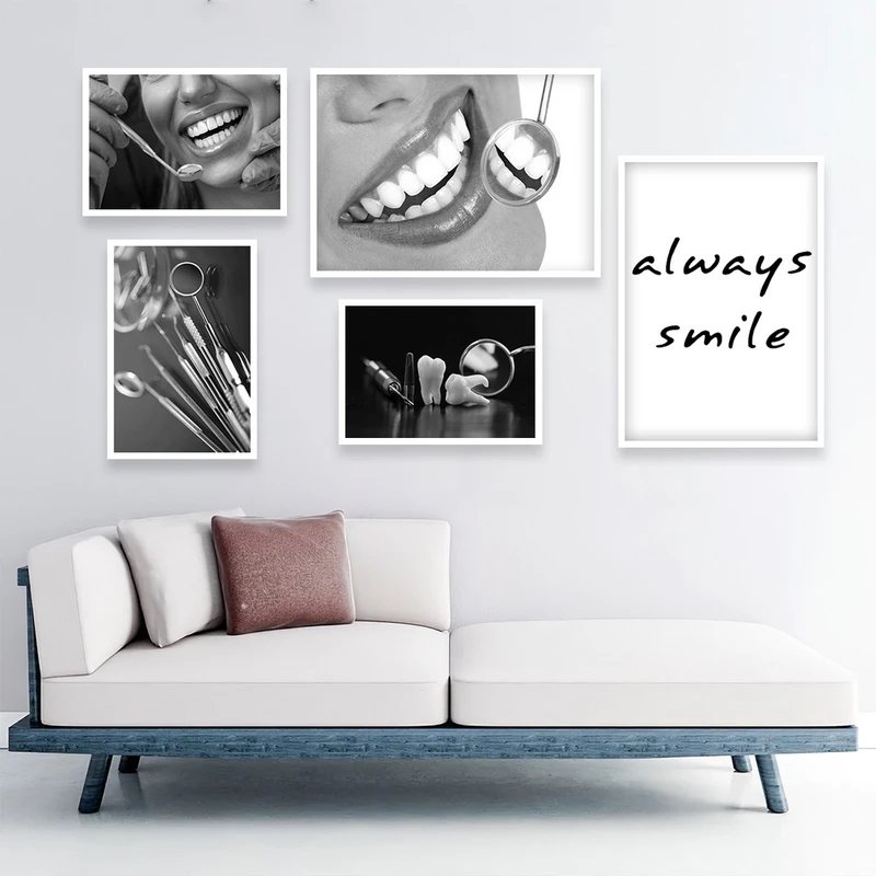 تابلو بکلیت طرح لبخند و دندان پزشکی مدل W-914 مجموعه 5 عددی