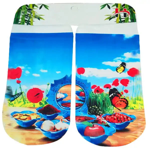 جوراب بچگانه مدل نوروز طرح هفت سین مجموعه 4 عددی