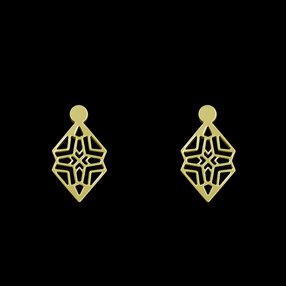 گوشواره طلا 18 عیار زنانه مدوپد مدل هندسی کد GA1-14910