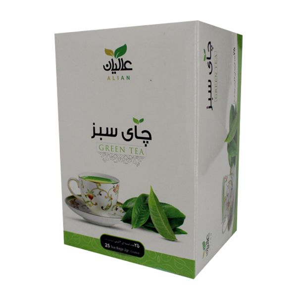 چای سبز کیسه ای عالیان بسته 25 عددی