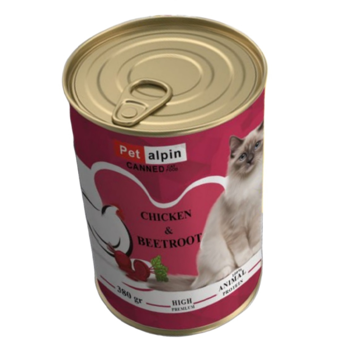 کنسرو گربه پت آلپین مدل مرغ و لبو وزن 380 گرم