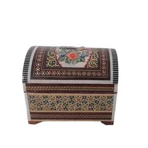 جعبه جواهرات خاتم کاری مدل نقاشی گل و مرغ کد 151