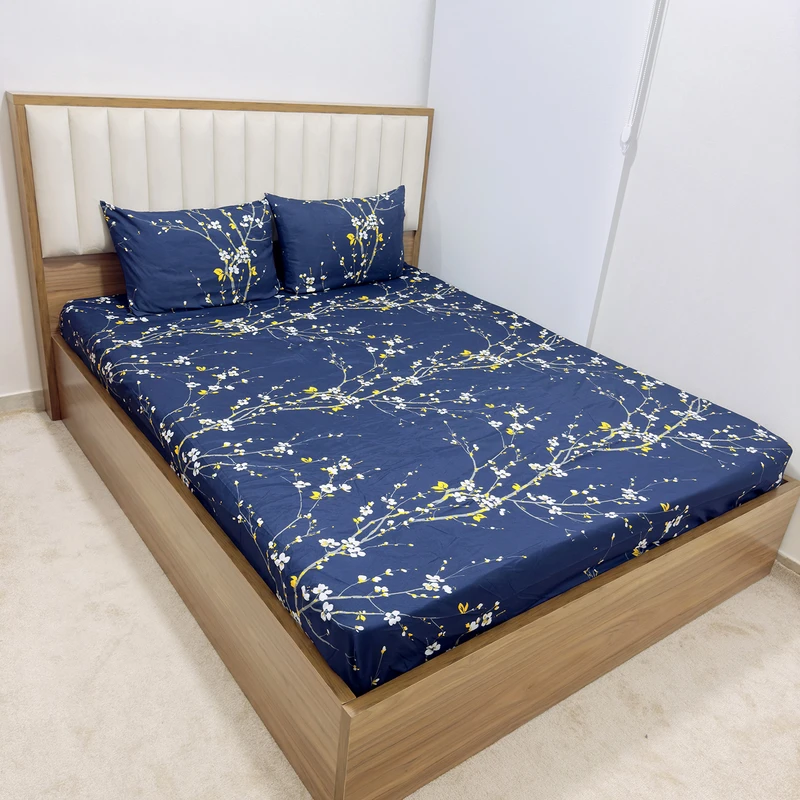 سرویس ملحفه ناتوسا مدل شکوفه کد 140 دو نفره سه تکه