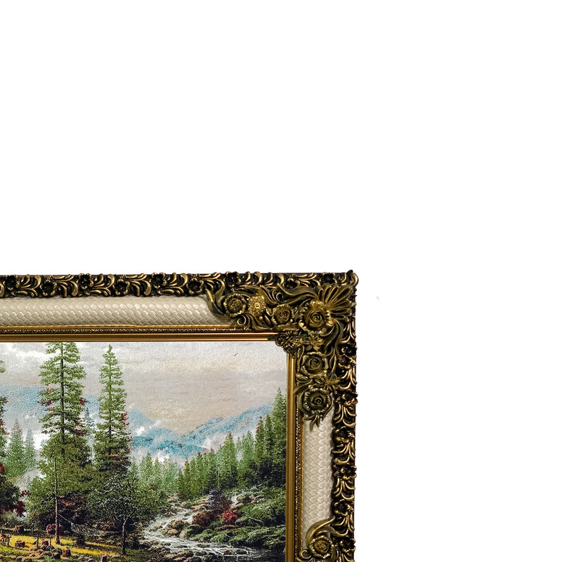 تابلو فرش ماشینی طرح دستبافت مدل کلبه جنگلی کد 8315