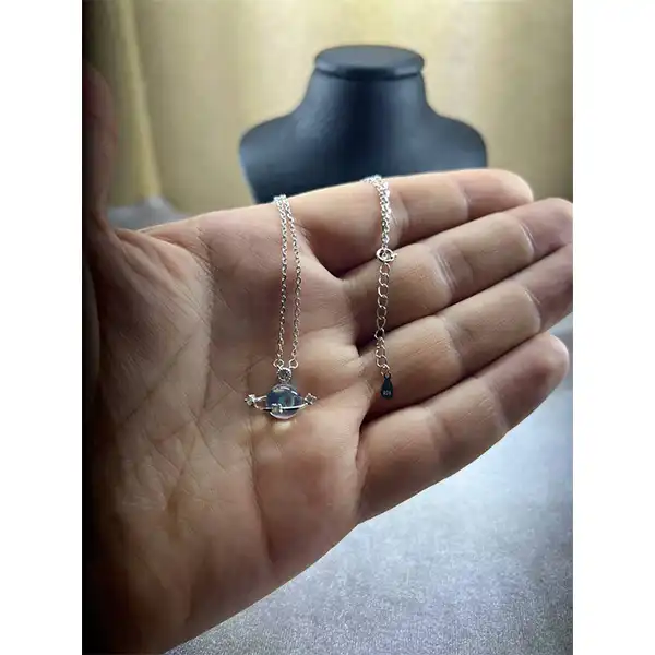 گردنبند نقره زنانه سواروسکی مدل کره زمین اوپال کد 215454