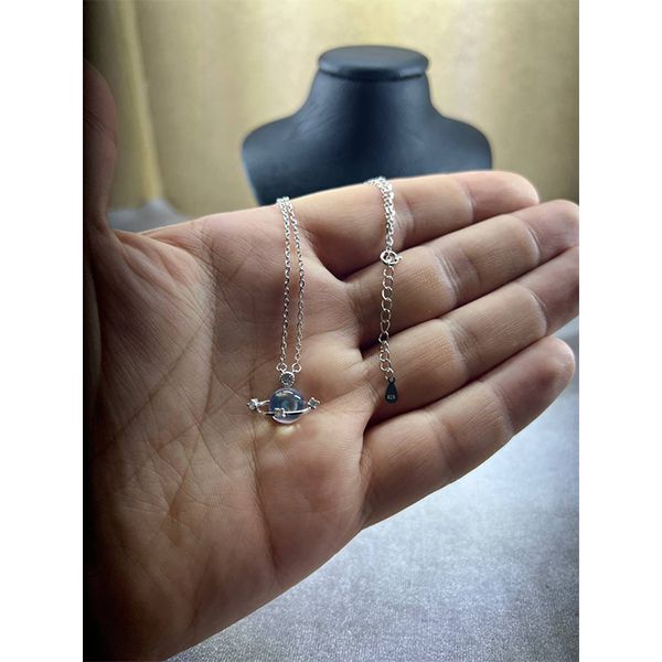 گردنبند نقره زنانه سواروسکی مدل کره زمین اوپال کد 215454 -  - 2