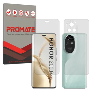Promate Resistant model transparent screen protector suitable for Honor 200 Pro mobile phone along with the back protector