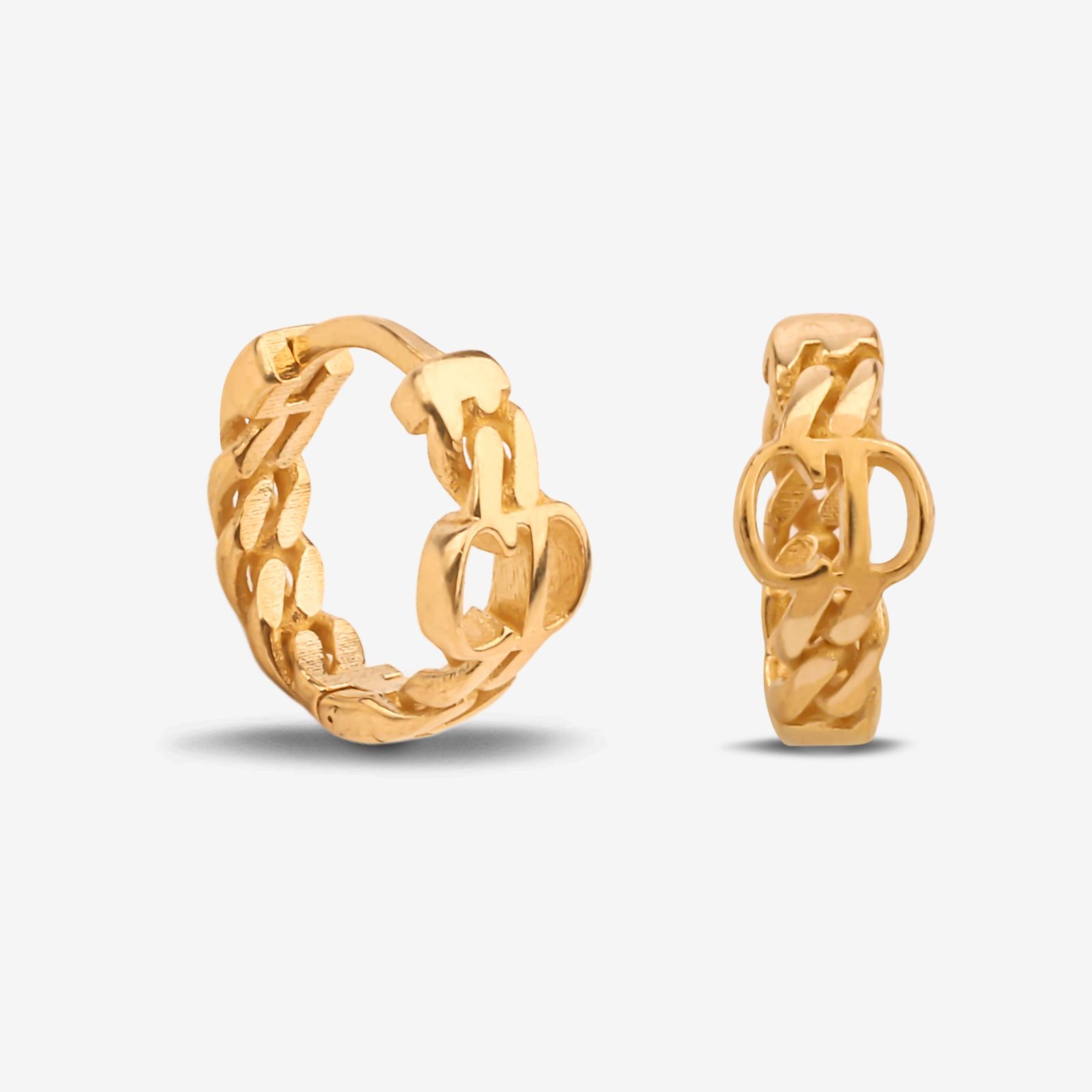 گوشواره حلقه‌ای طلا کم اجرت  18 عیار زنانه گلدم مدل E244031 -  - 3