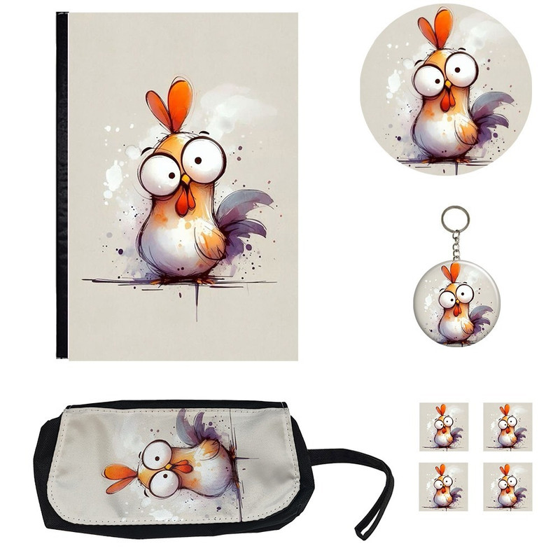 بسته لوازم تحریر مدل خروس متعجب کد1 مجموعه 8 عددی