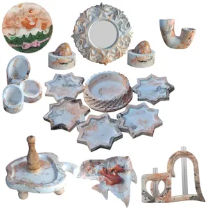 مجموعه ظروف هفت سین ۲۳ پارچه مدل ماربل پتینه طرح 8 ضلعی سنتی کد 62221