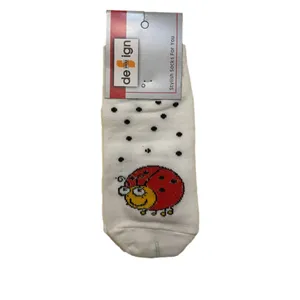 جوراب ساق کوتاه دخترانه مدل کفشدوزک کد 672