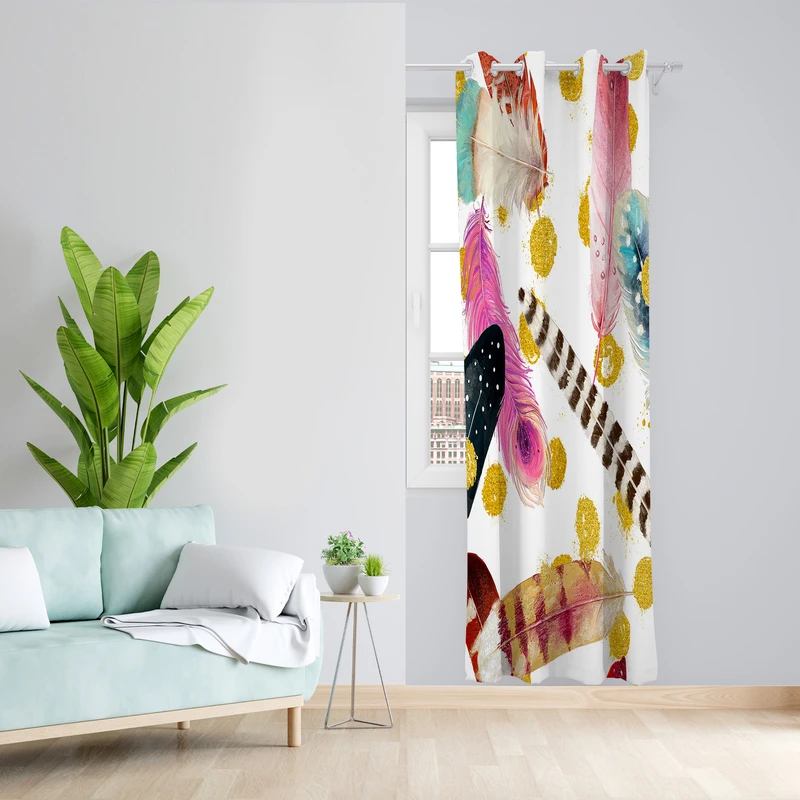 پرده طرح پر مدل مخمل پانچی کد L 1169R Z سایز 140x200 سانتی متر