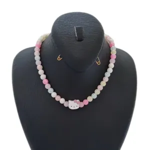 گردنبند دخترانه مدل هلو کیتی مروارید طرح Hello kitty