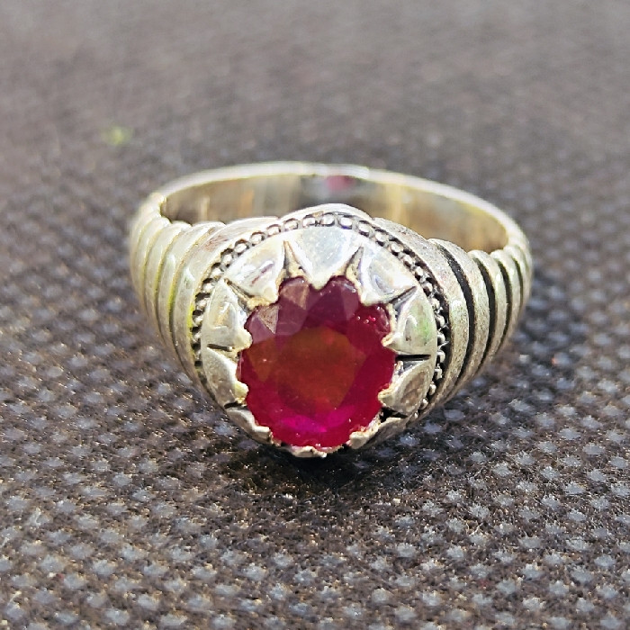 انگشتر نقره مردانه مدل سنگ یاقوت آفریقایی کد 46