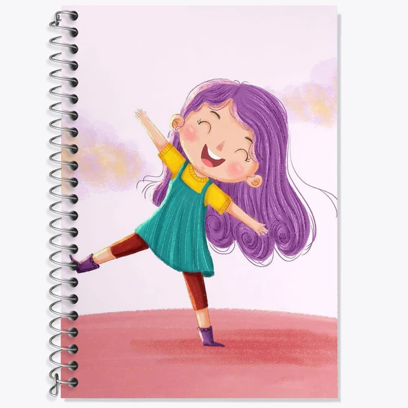 دفتر زبان 50 برگ خندالو مدل سه خط طرح دخترانه فانتزی کد 25746