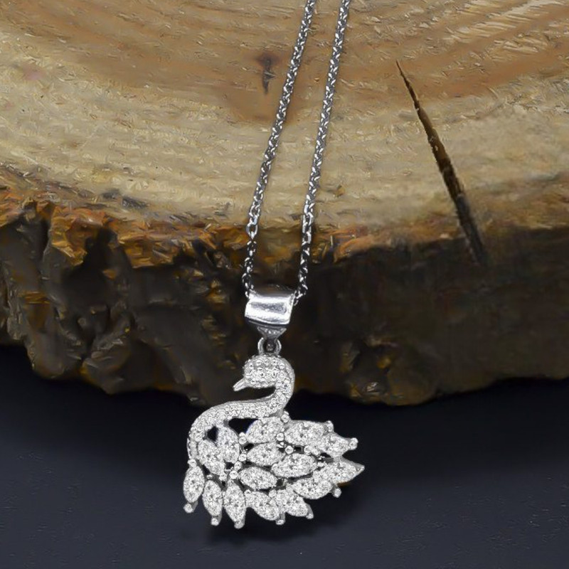 گردنبند نقره زنانه مدل قو خورشیدی مهتاب کد 9431