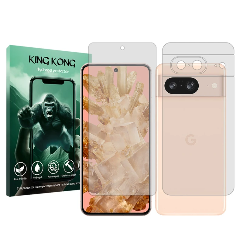 محافظ صفحه نمایش شفاف کینگ کونگ مدل Tough مناسب برای گوشی موبایل گوگل Pixel 8 به همراه محافظ پشت گوشی