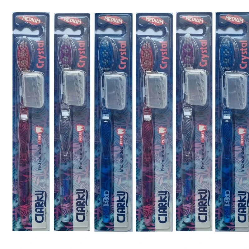 مسواک کلارکی مدل کریستال با برس متوسط بسته 6 عددی