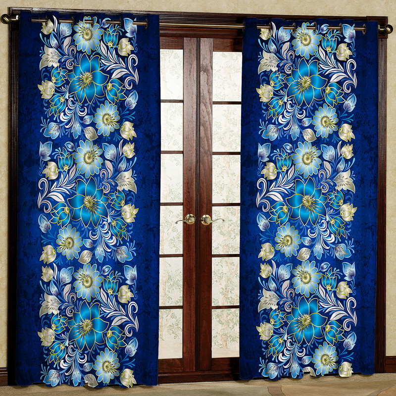 پرده مدل گل دار هازان پانچی کد 4743 سایز 140x200 سانتی متر