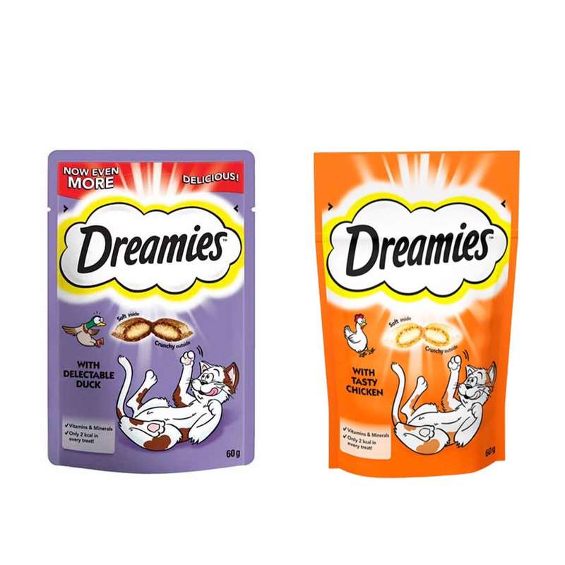 تشویقی گربه دریمیز مدل مرغ اردک وزن 60 گرم بسته 2 عددی