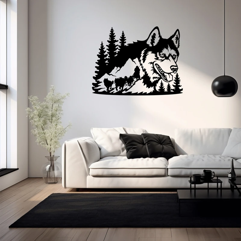 استیکر چوبی طرح گرگ 093