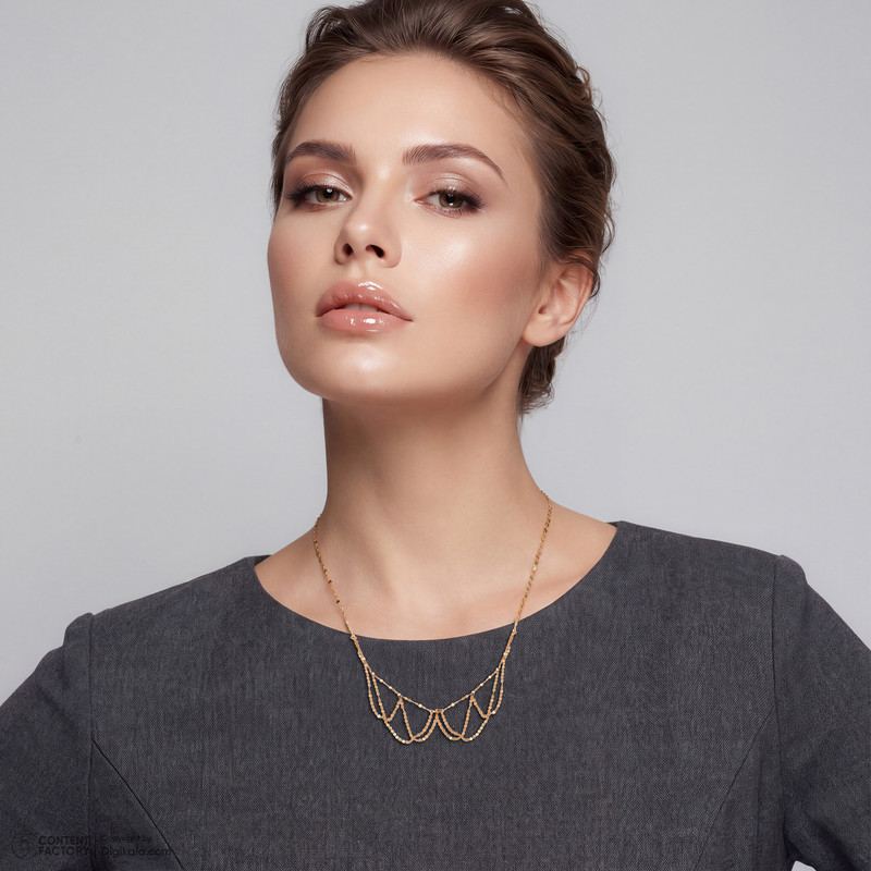 گردنبند طلا 18 عیار زنانه با زنجیر پولکی گالری طلای مهرسین مدل AMG8024