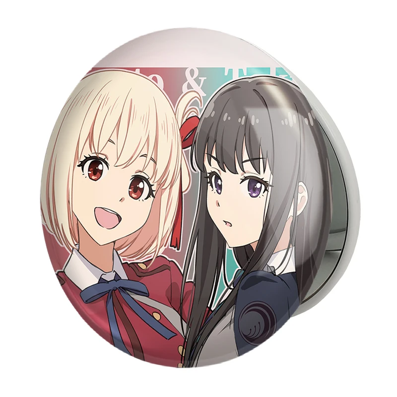 آینه جیبی خندالو طرح تاکینا و چیساتو انیمه لیکوریس ریکویل Lycoris Recoil مدل تاشو کد 23095 