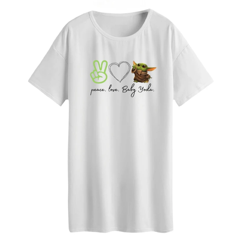 تی شرت لانگ آستین کوتاه زنانه مدل بیبی یودا صلح