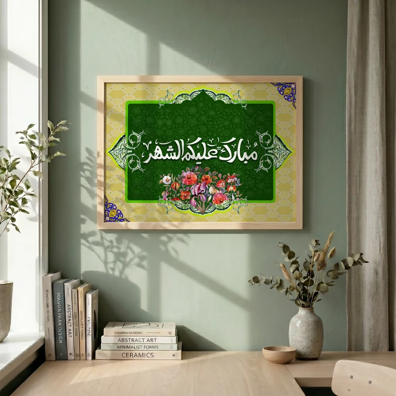 تابلو طرح رمضان کریم مدل G14227 فریم کرم روشن