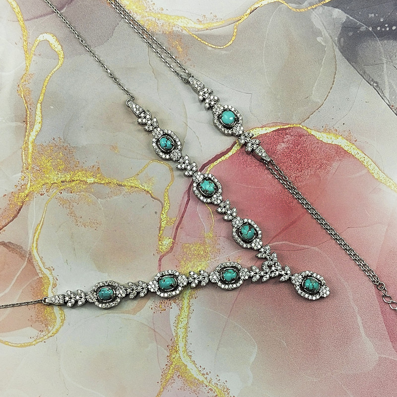 نیم ست نقره زنانه سلین کالا مدل فیروزه کد 132