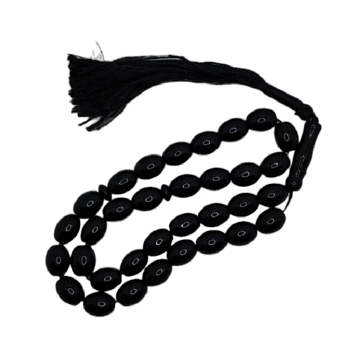 تسبیح نقره جات بافندگان مدل سنگ عقیق کد 55