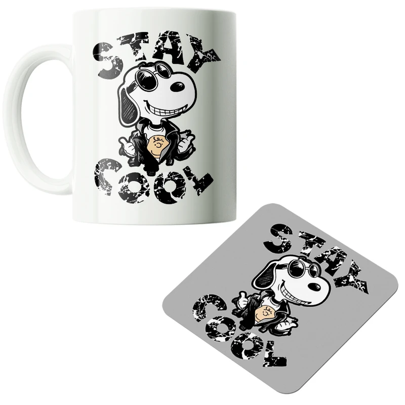 ماگ پاد آفرین مدل کارتونی اسنوپی کد PZ270 به همراه زیرلیوانی