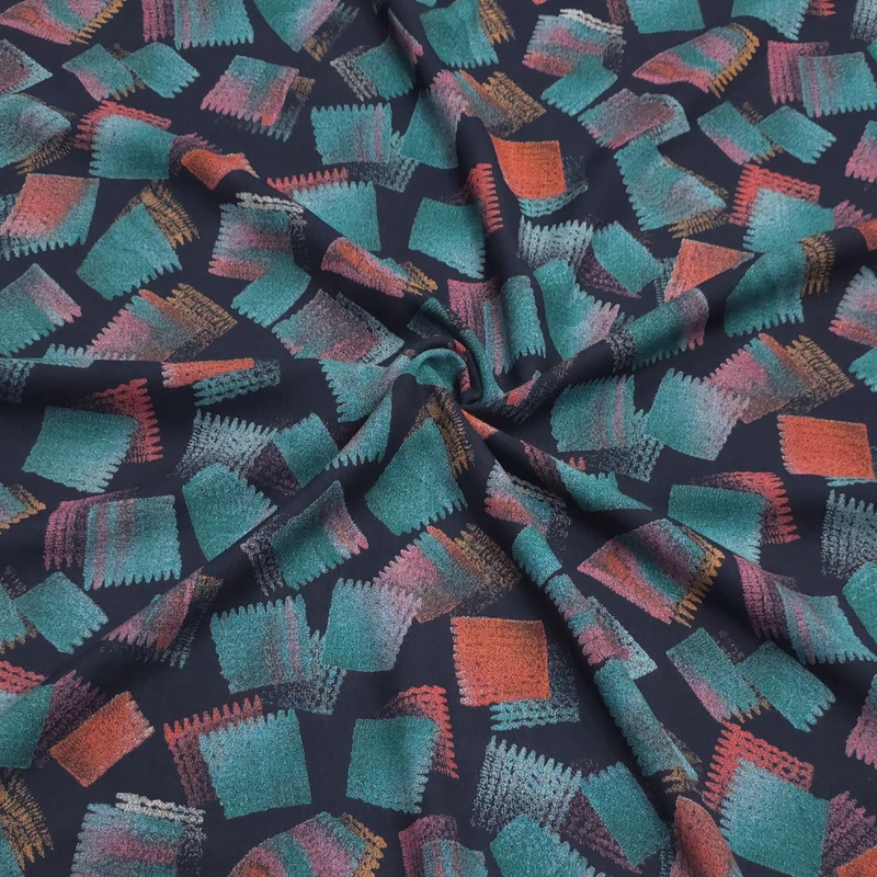 پارچه لباس مدل شانتون طرح هندسی کد 0104