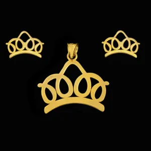 نیم ست طلا 18 عیار زنانه طلای مستجابی مدل تاج کد 67125