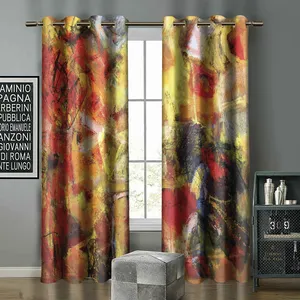 پرده مدل آبرنگی کد 441442 سایز 140x270 سانتی متر