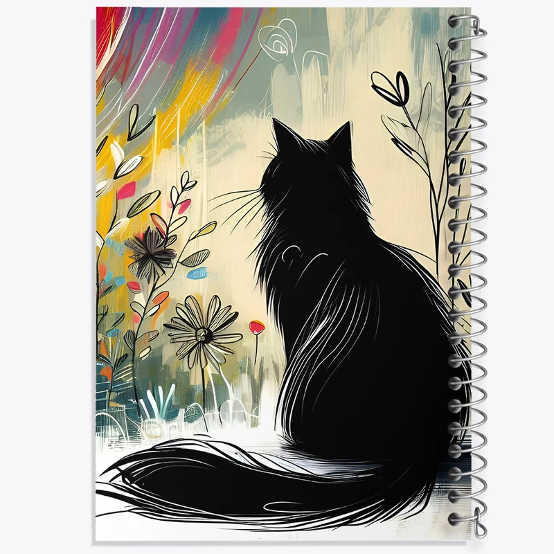 دفتر ژورنال نویسی 50 برگ خندالو مدل نقطه ای طرح گربه سیاه کد N5574