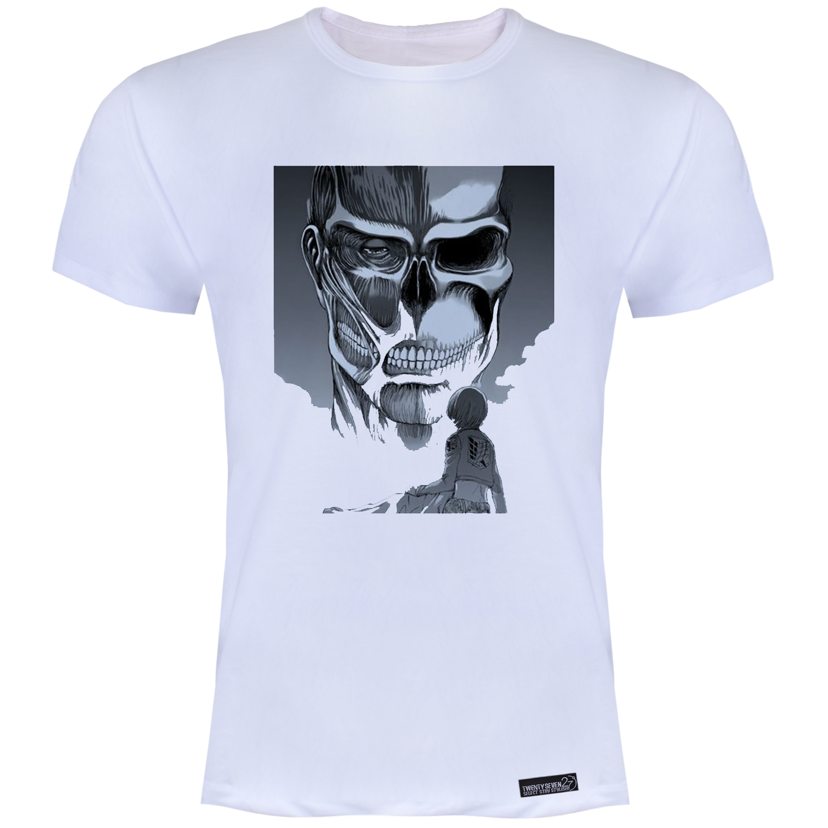 تی شرت آستین کوتاه زنانه 27 مدل Attack on titan کد KV139 رنگ سفید