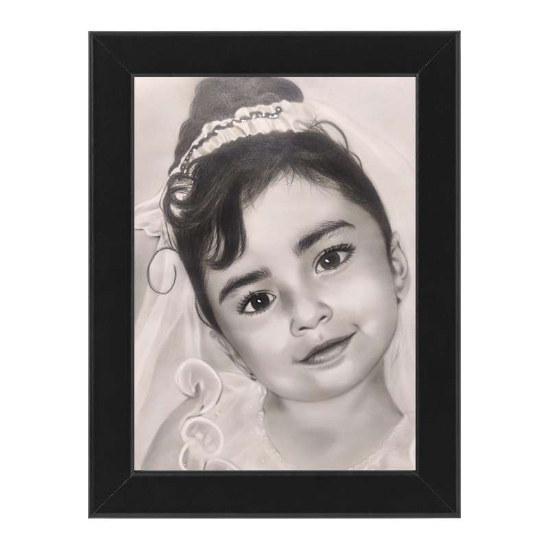 تابلو نقاشی سیاه قلم مدل دختر بچه 2