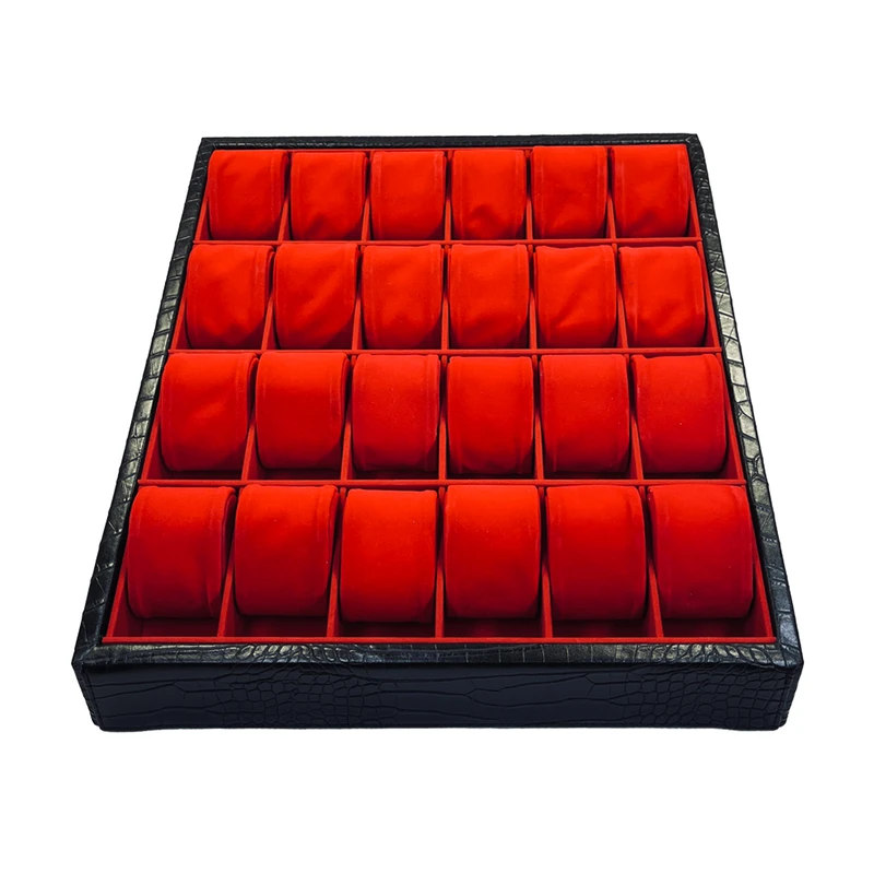 جعبه ساعت مدل 24 خانه چرمی شیب‌دار کد TW-2562