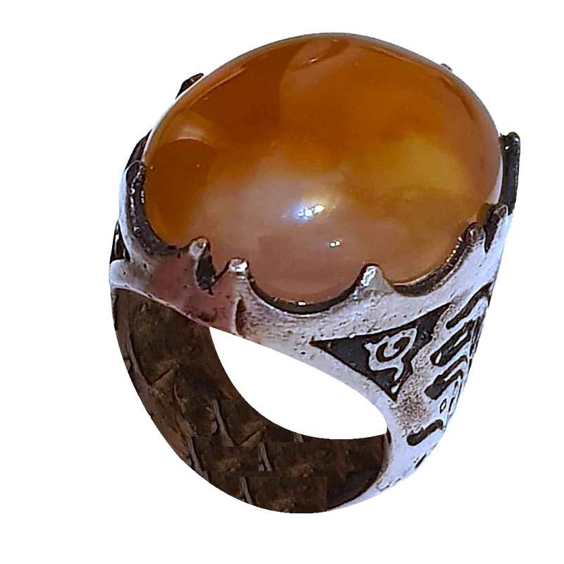 انگشتر نقره مردانه مدل عقیق شرف الشمس معدنی یمنی ASSYB2