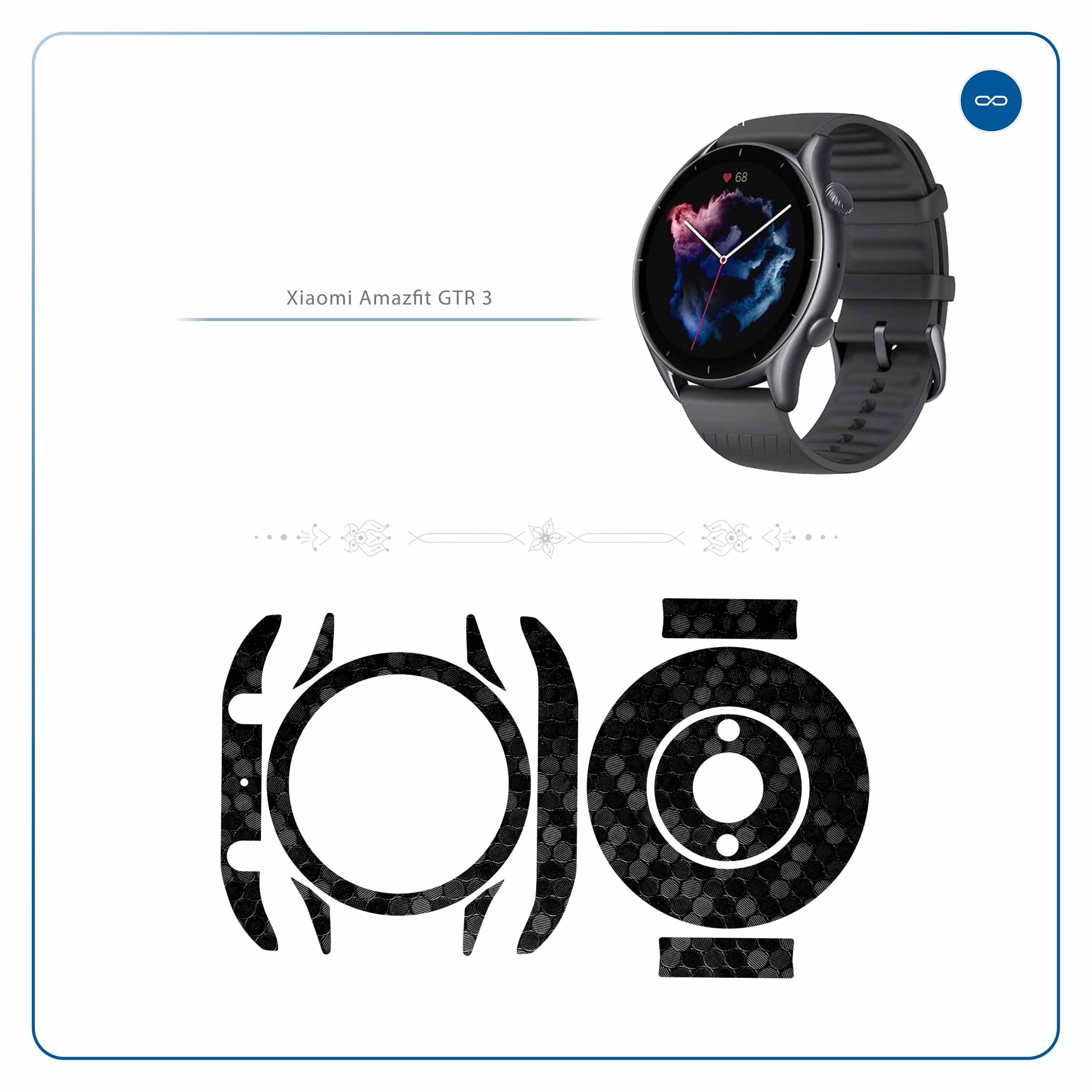 برچسب ماهوت طرح Honey-Comb-Circle مناسب برای ساعت هوشمند آمازفیت GTR 3